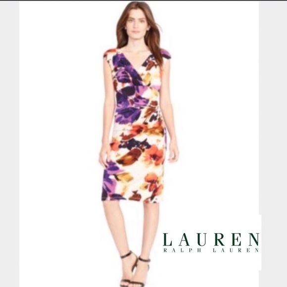 𝅺ralph Lauren Faux Wrap Dress in Size 12 P - Picture 2 of 8